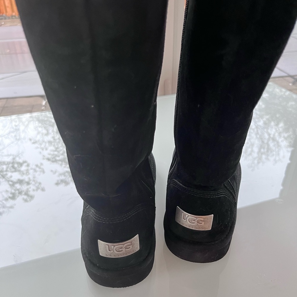 UGG Australia Black Tall Boots with Side Zipper - Women’s Size 7 US